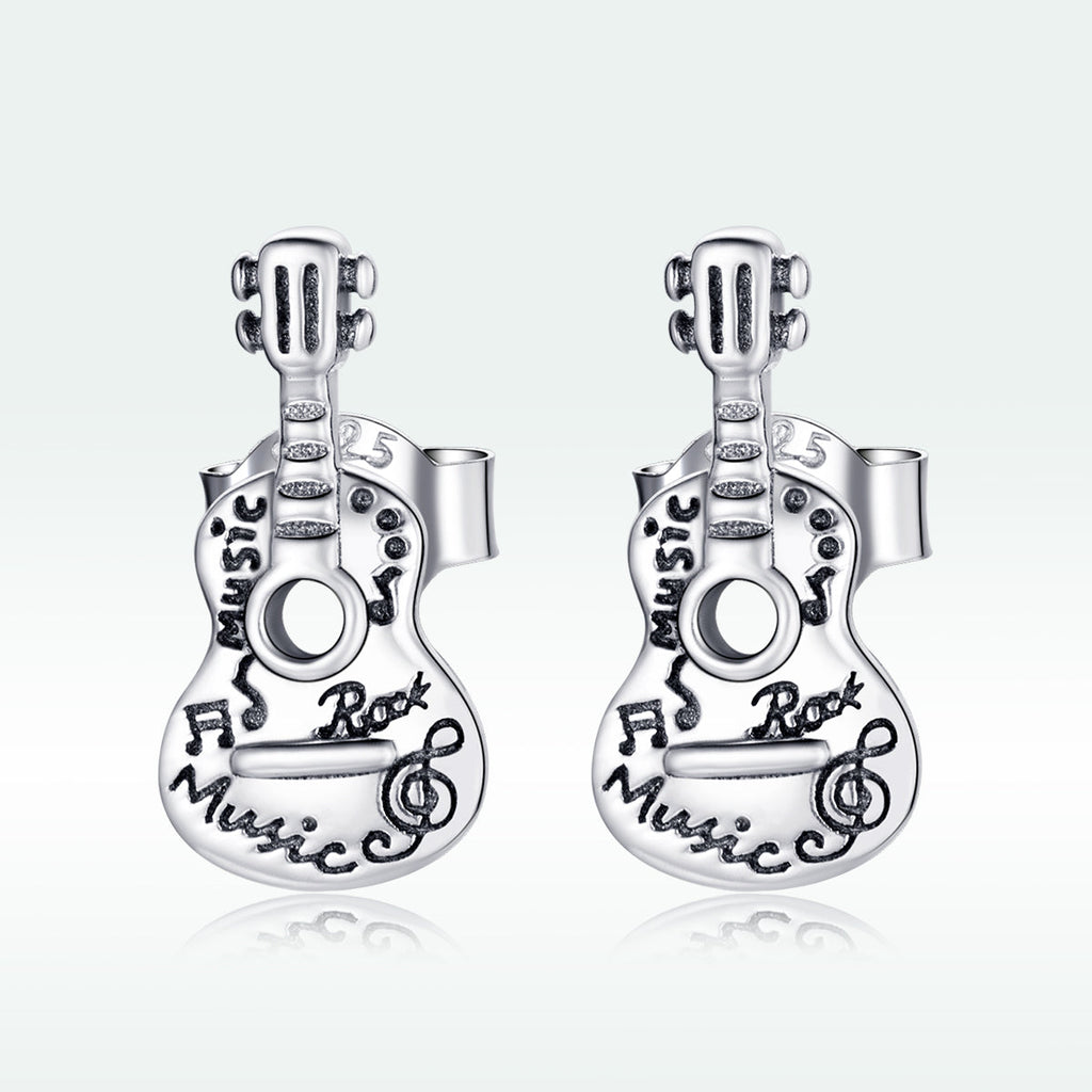 925 Sterling Silver & Oxidized Silver Earrings for Women - 1.3*0.6cm