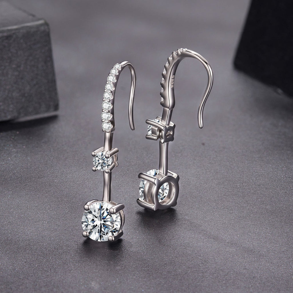 925 Sterling Silver Moissanite 1.00 Carat Earrings for Women