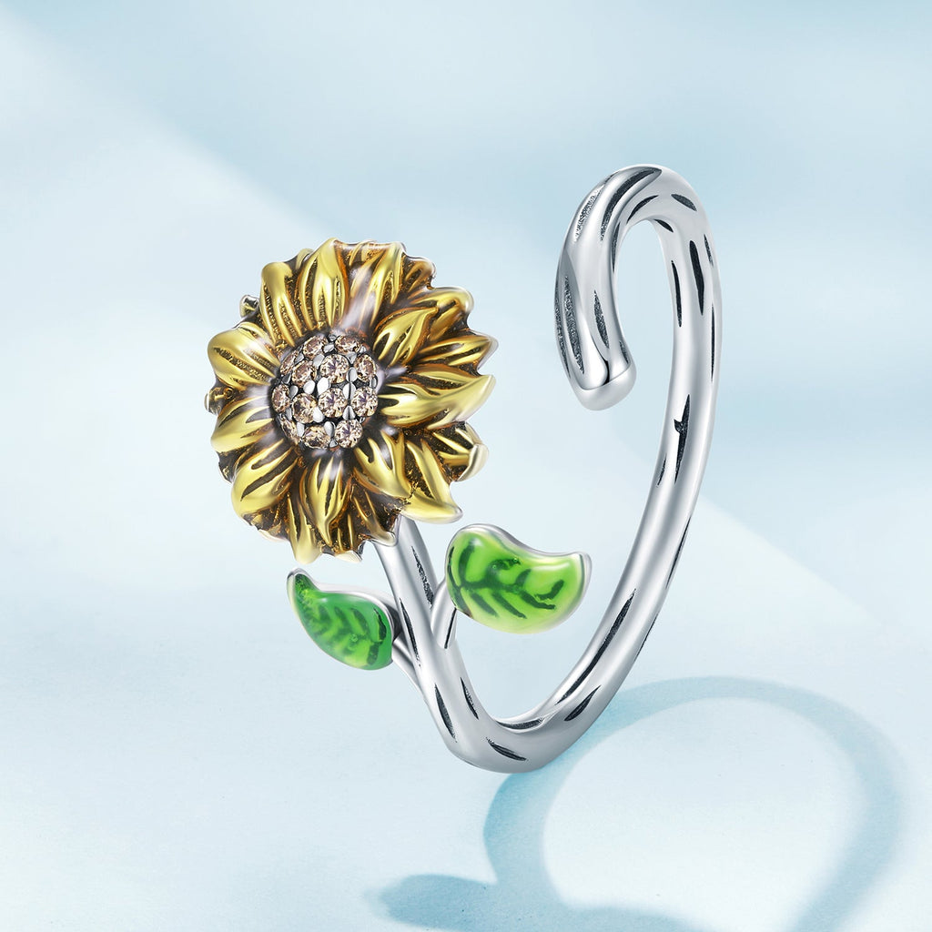925 Sterling Silver Enamel Pavé Setting CZ Oxidized Silver Ring