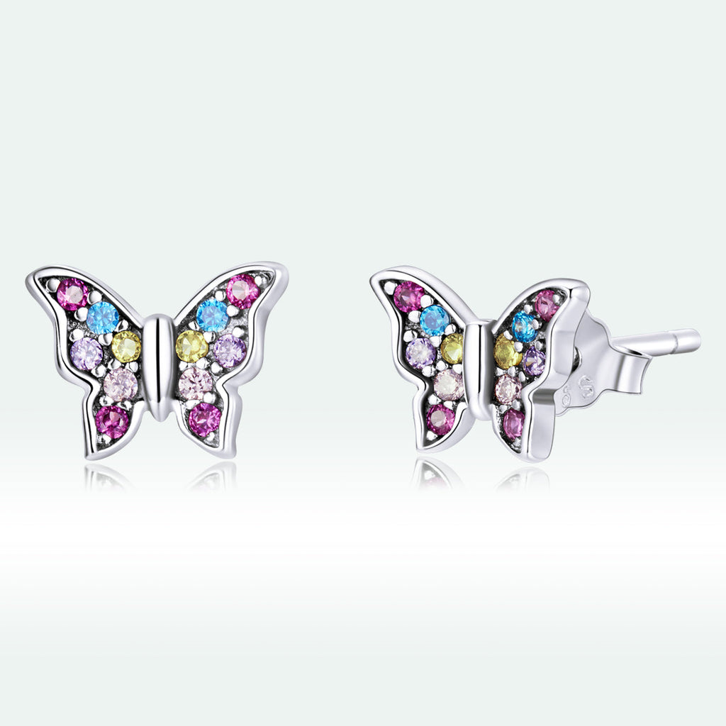 925 Sterling Silver Earrings with Pavé Setting CZ and Oxidized Silver