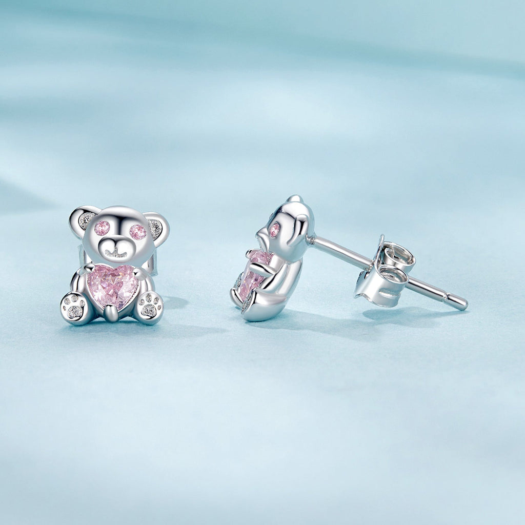 925 Sterling Silver Earrings with CZ in White Gold Plating