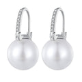 925 Sterling Silver Earrings with Quality Shell Pearl and CZ, 21*11mm, for Women
