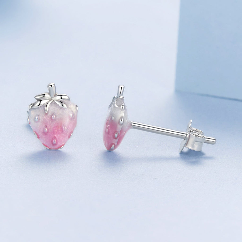 925 Sterling Silver White Gold Plated Enamel Earrings