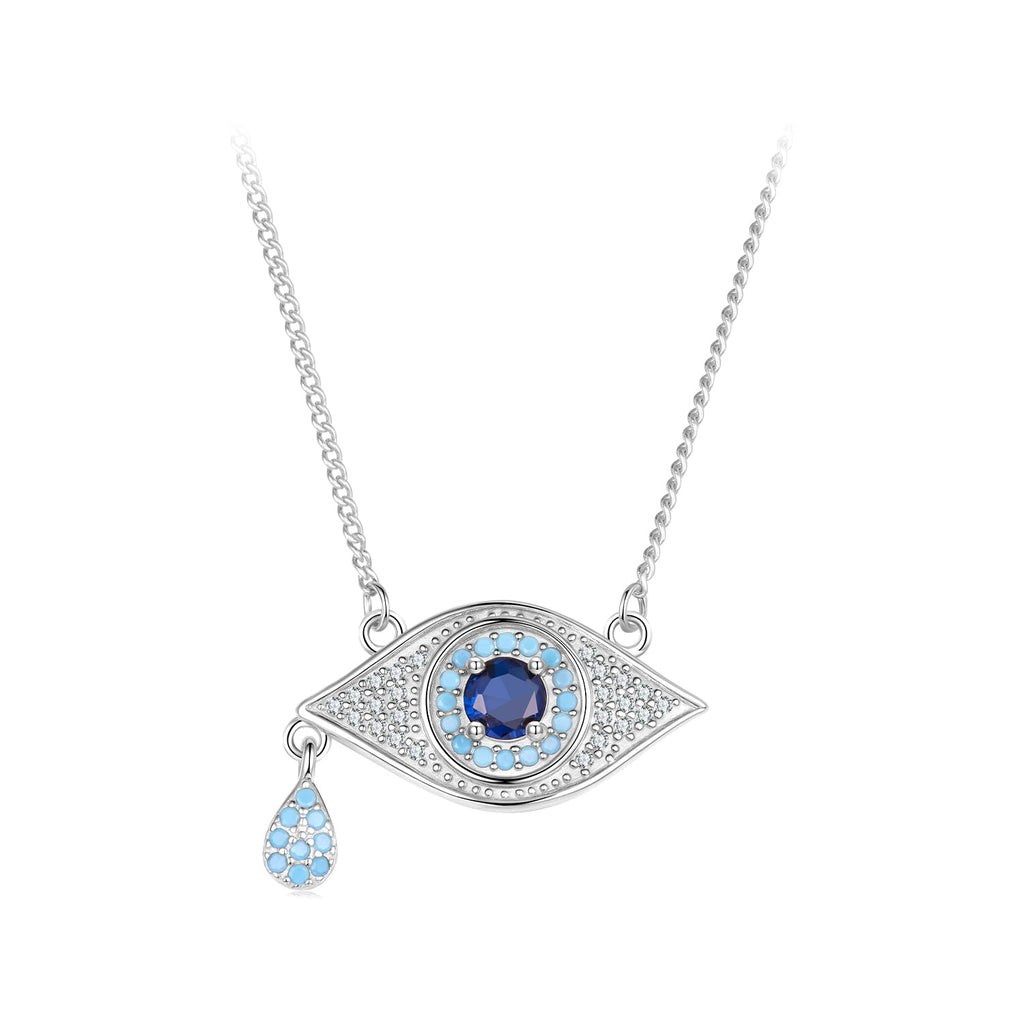 925 Sterling Silver Pavé CZ Pendant Necklace for Women - 40+5cm Length, 2x1cm Pendant