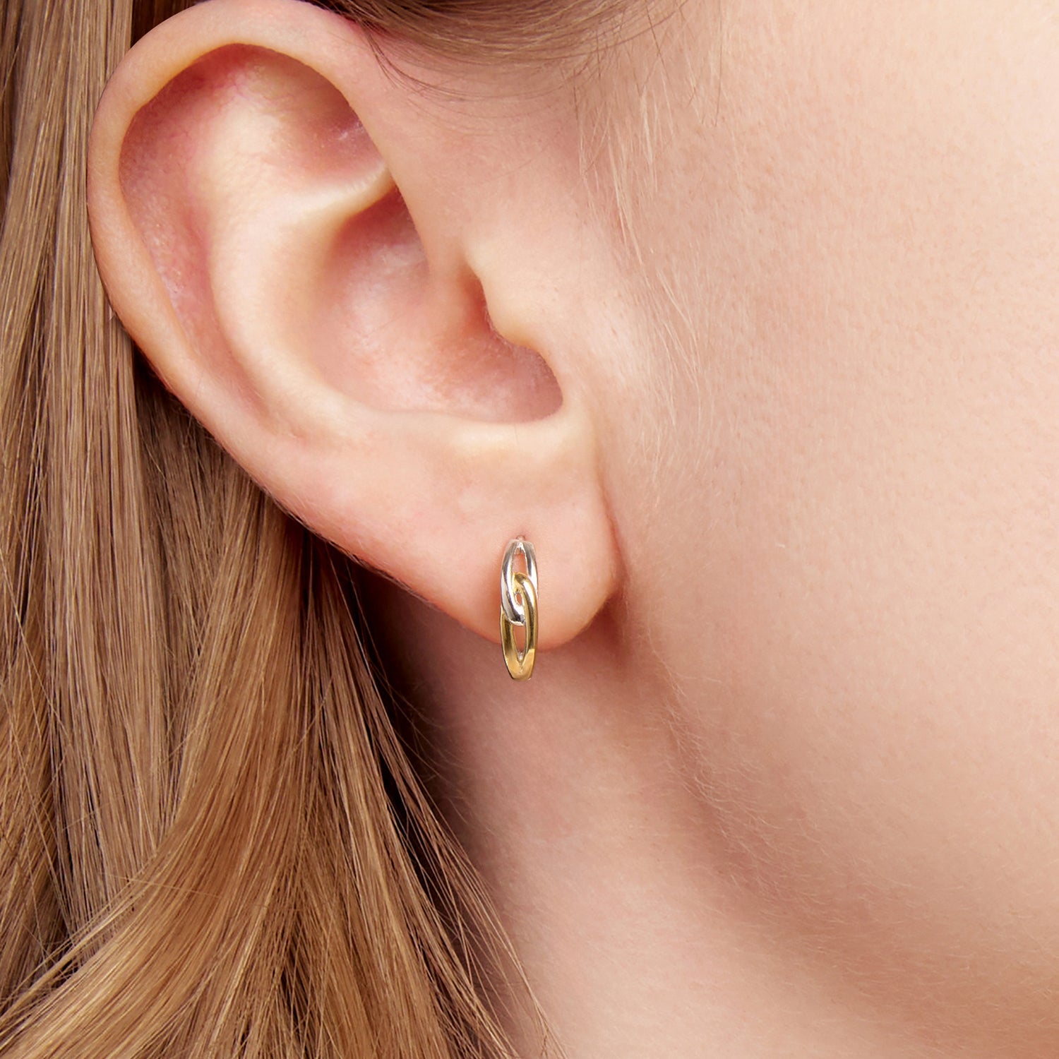 925 Sterling Silver Earrings for Women - 1.4x0.4cm - White Gold and Gold Plated