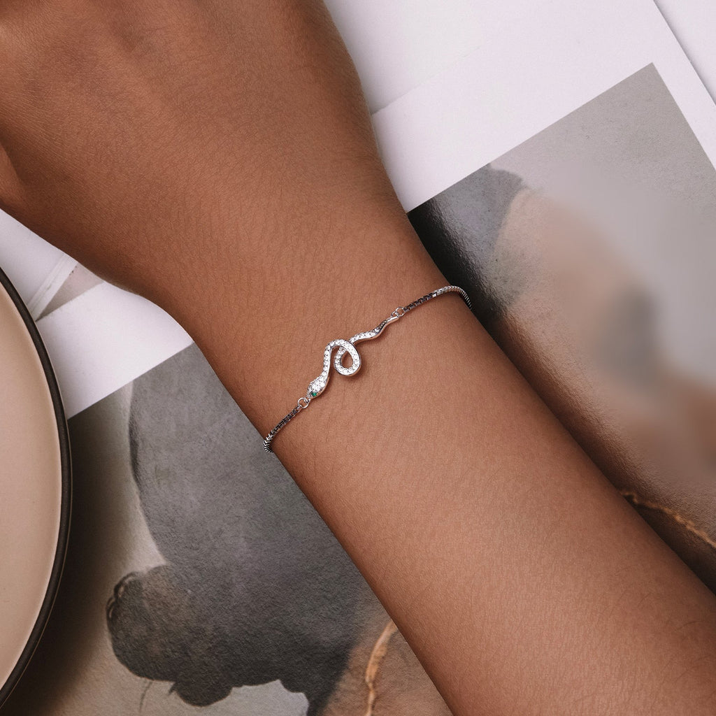 S925 Sterling Silver & Pavé CZ Platinum-Plated Bracelet