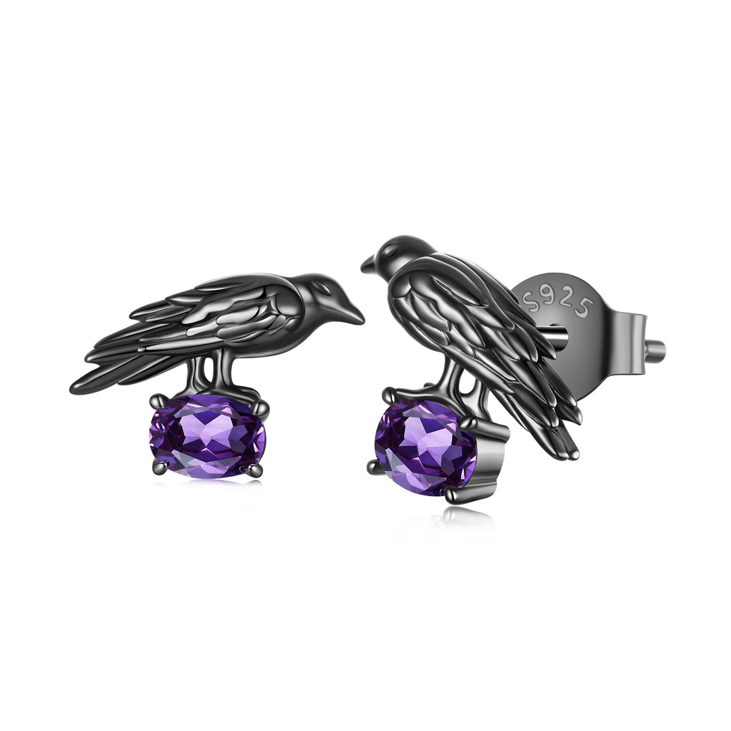 925 Sterling Silver Earrings with Pavé Setting CZ in Black Gold - Size 0.8*1.1cm for Women
