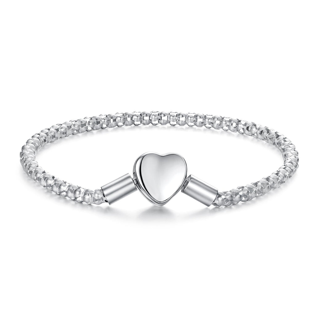 925 Sterling Silver Bracelet 17cm Heart-shaped 1.0cm for Women