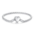 925 Sterling Silver Bracelet 17cm Heart-shaped 1.0cm for Women