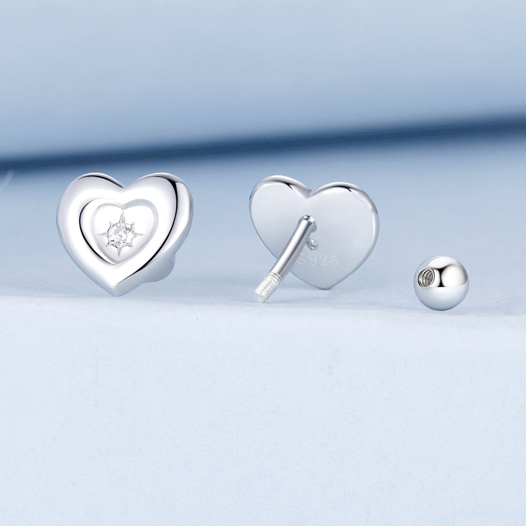 925 Sterling Silver White Gold Plated CZ Earrings