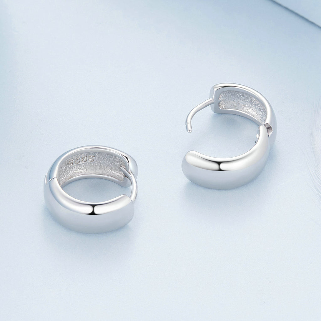 925 Sterling Silver Platinum Plated Earrings 11x5mm for Women