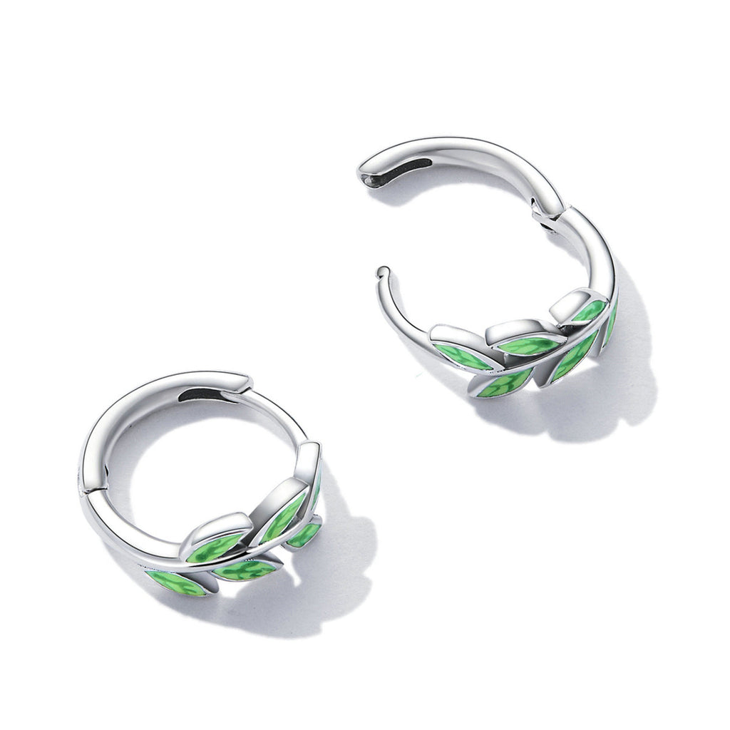 925 Sterling Silver Enamel Oxidized Silver Earrings for Women, 1.2*0.5cm