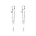 925 Sterling Silver Earrings with Plated Platinum and Pavé Setting CZ, Size 6.5cm