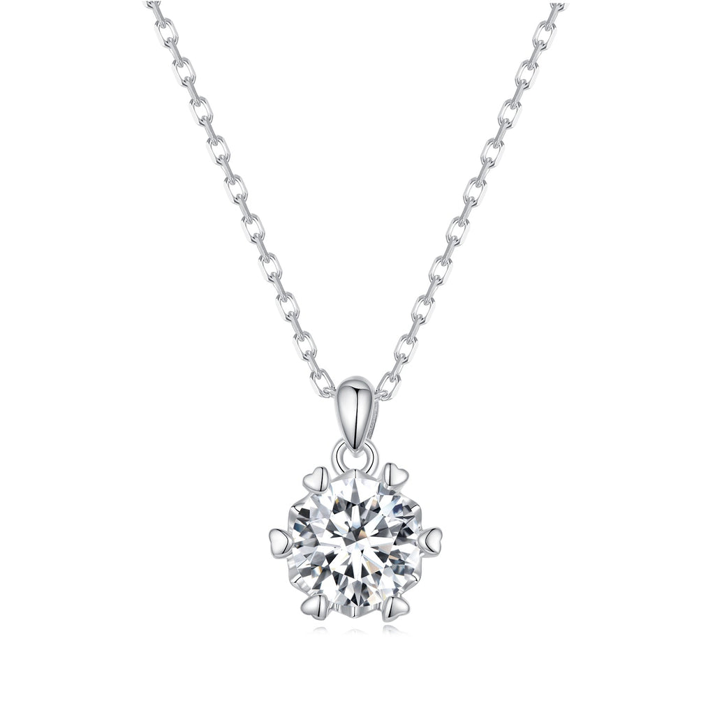 925 Sterling Silver Moissanite Necklace 39cm+5cm Length for Women