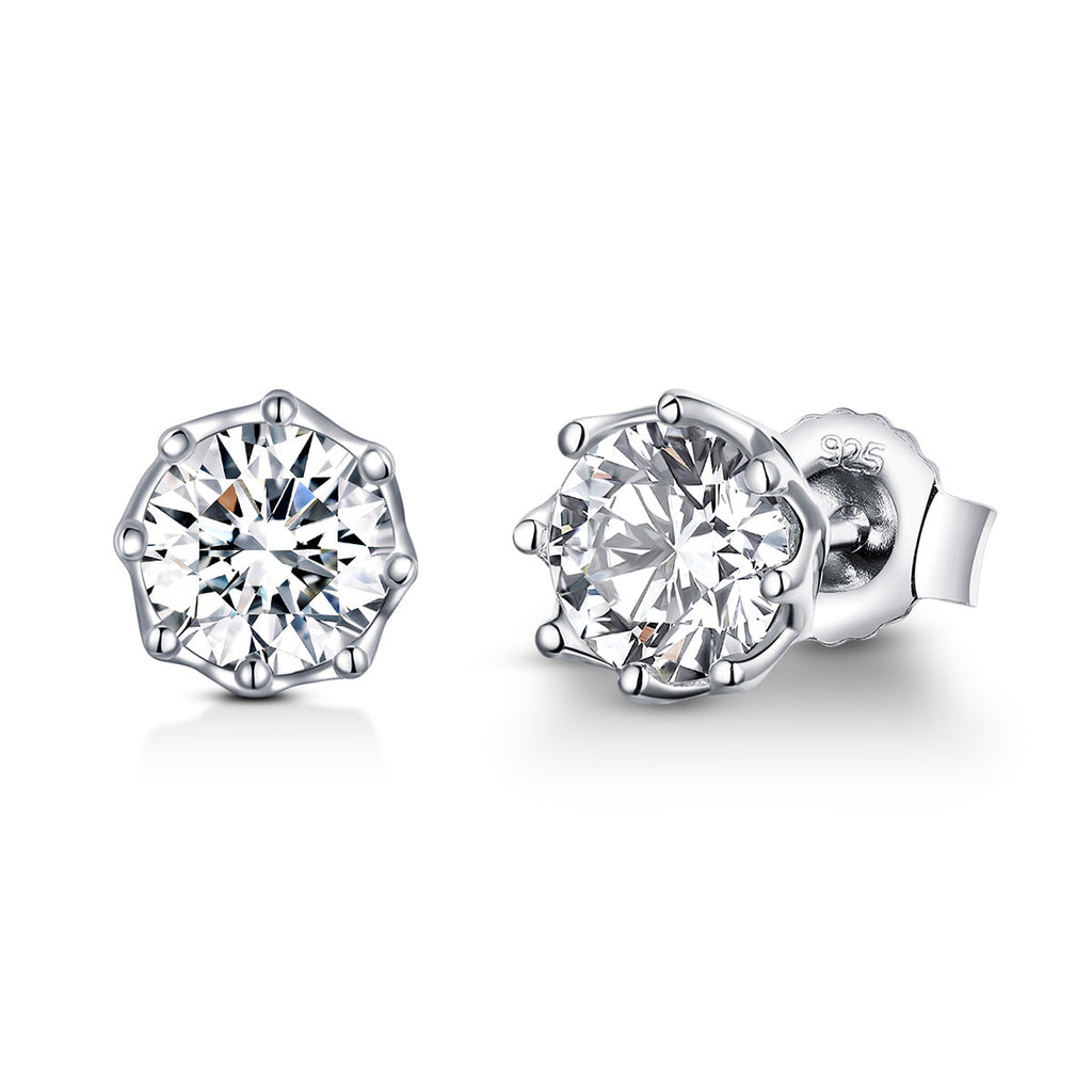 925 Sterling Silver Plated Platinum 0.6cm CZ Earrings