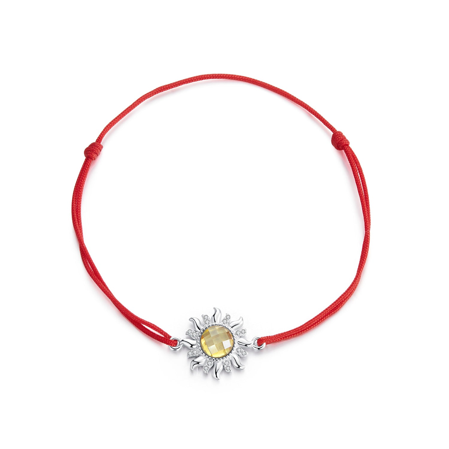 925 Sterling Silver Adjustable Length Bracelet with CZ and Glass Pendant for Women