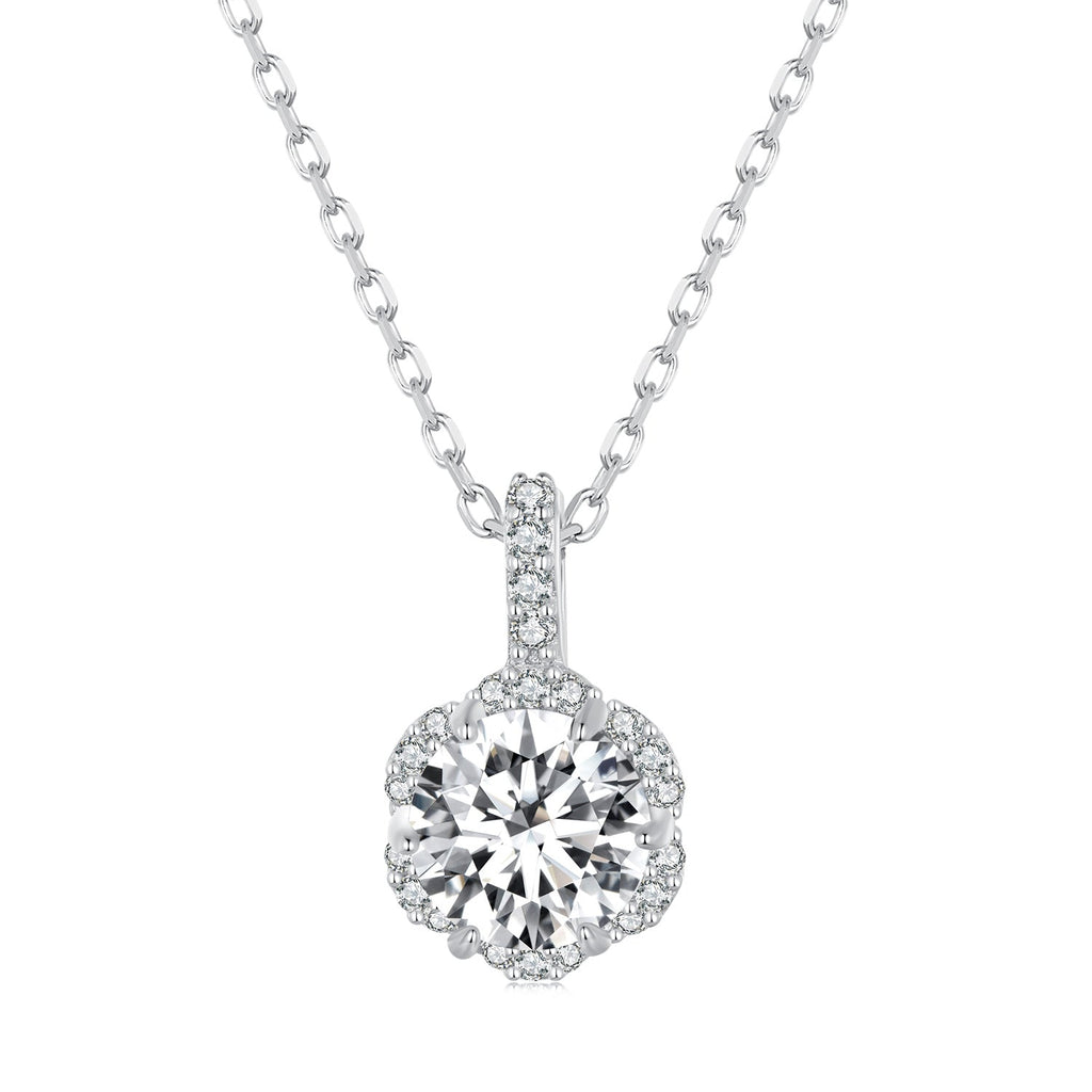 925 Sterling Silver Moissanite Pendant Necklace for Women - 45cm