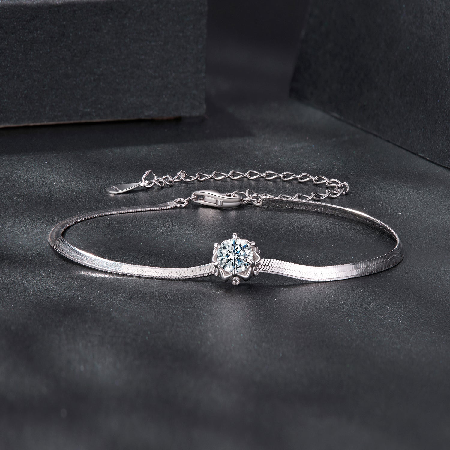 925 Sterling Silver Moissanite 0.50 Carat Bracelet with Pavé Setting and White Gold Plating for Women