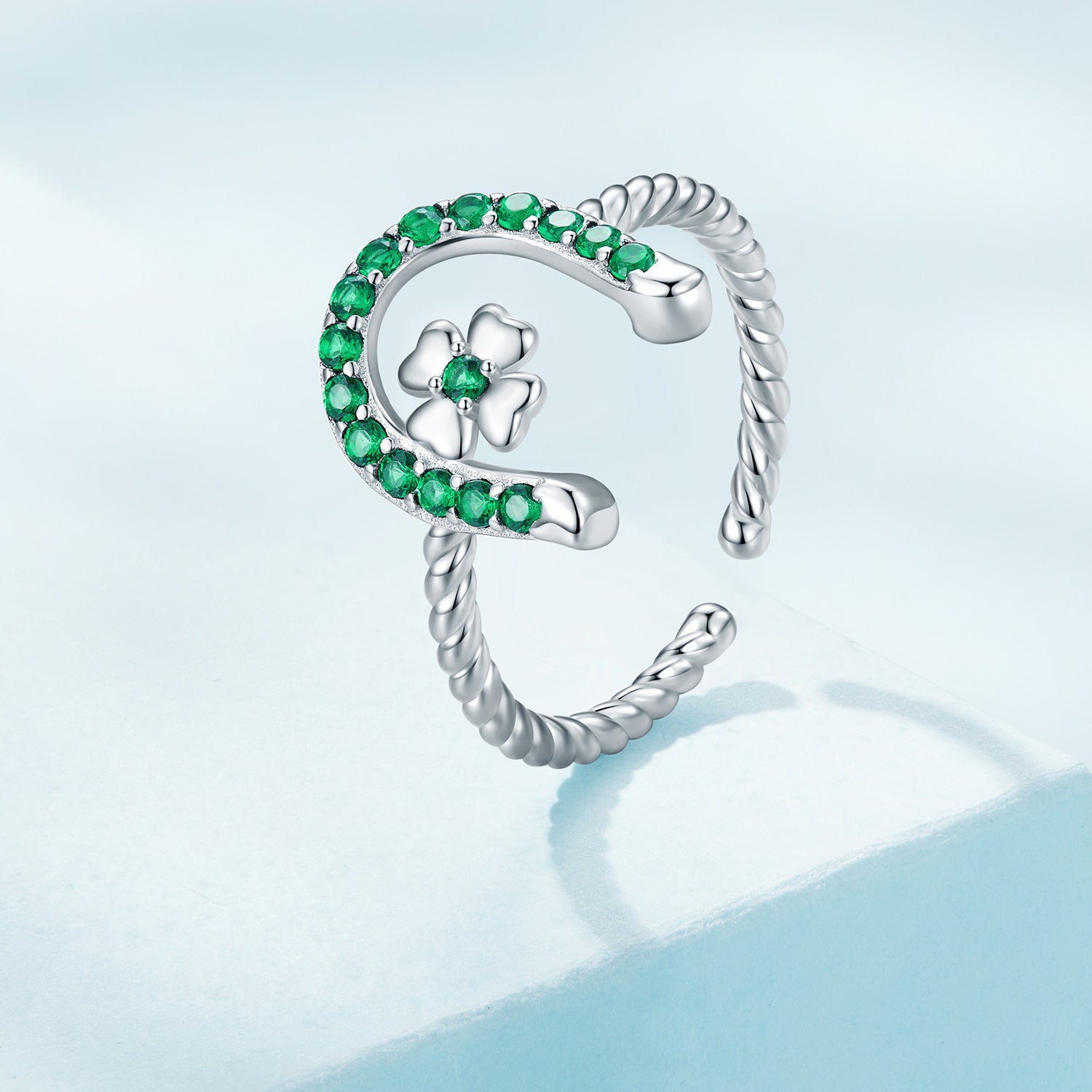925 Sterling Silver Platinum Plated CZ Ring for Women