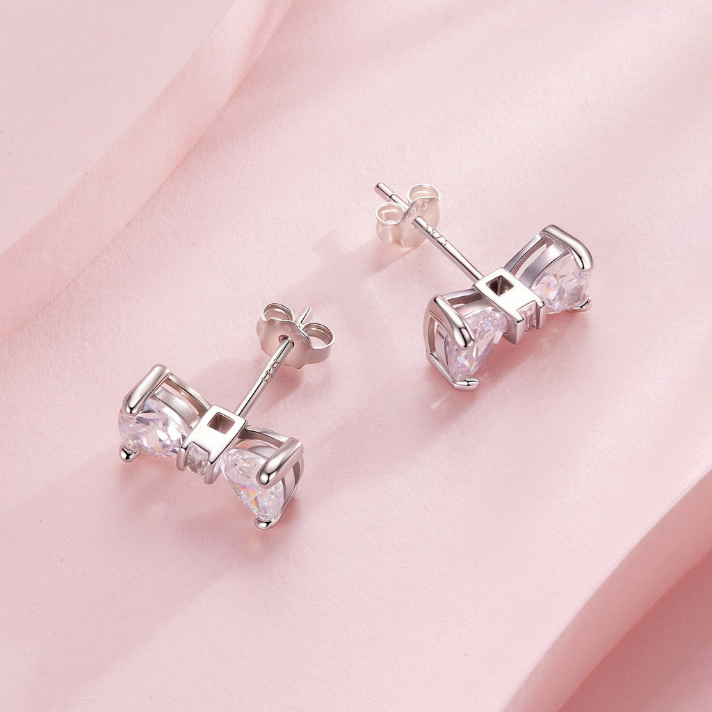 925 Sterling Silver Earrings with Pavé Setting CZ and White Gold Plating