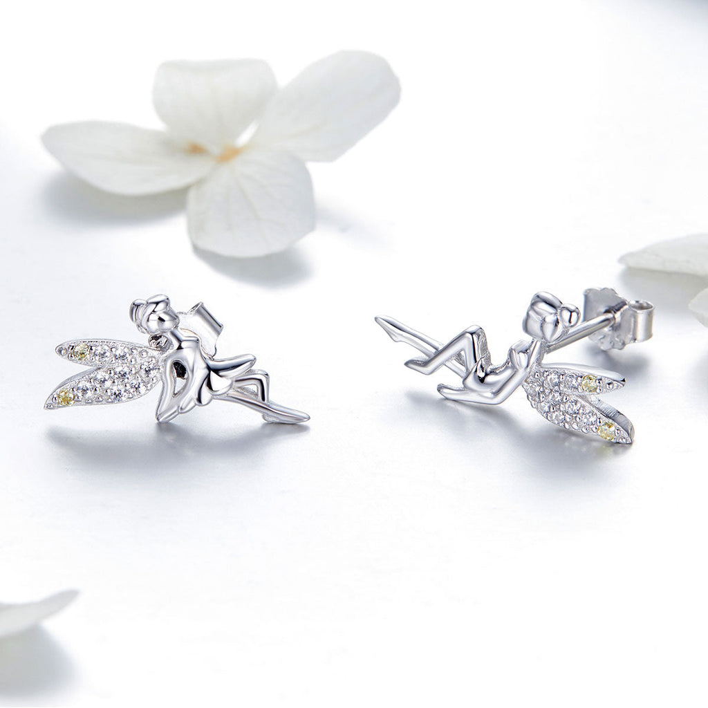 925 Sterling Silver Stud Earrings with CZ, 1.2 x 1.5cm & 1.5 x 0.9cm, Women