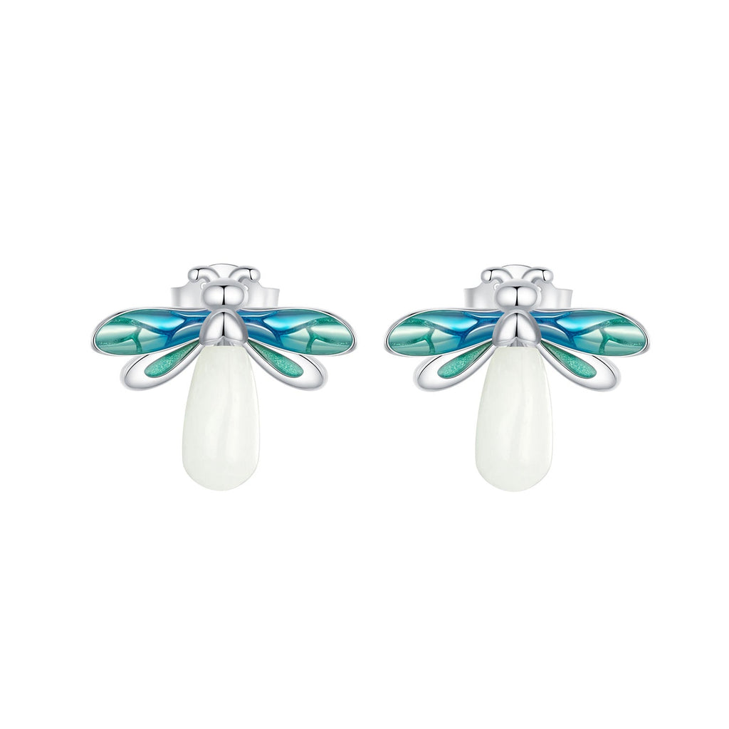 925 Sterling Silver Earrings with Luminous Stone in 10x12mm
