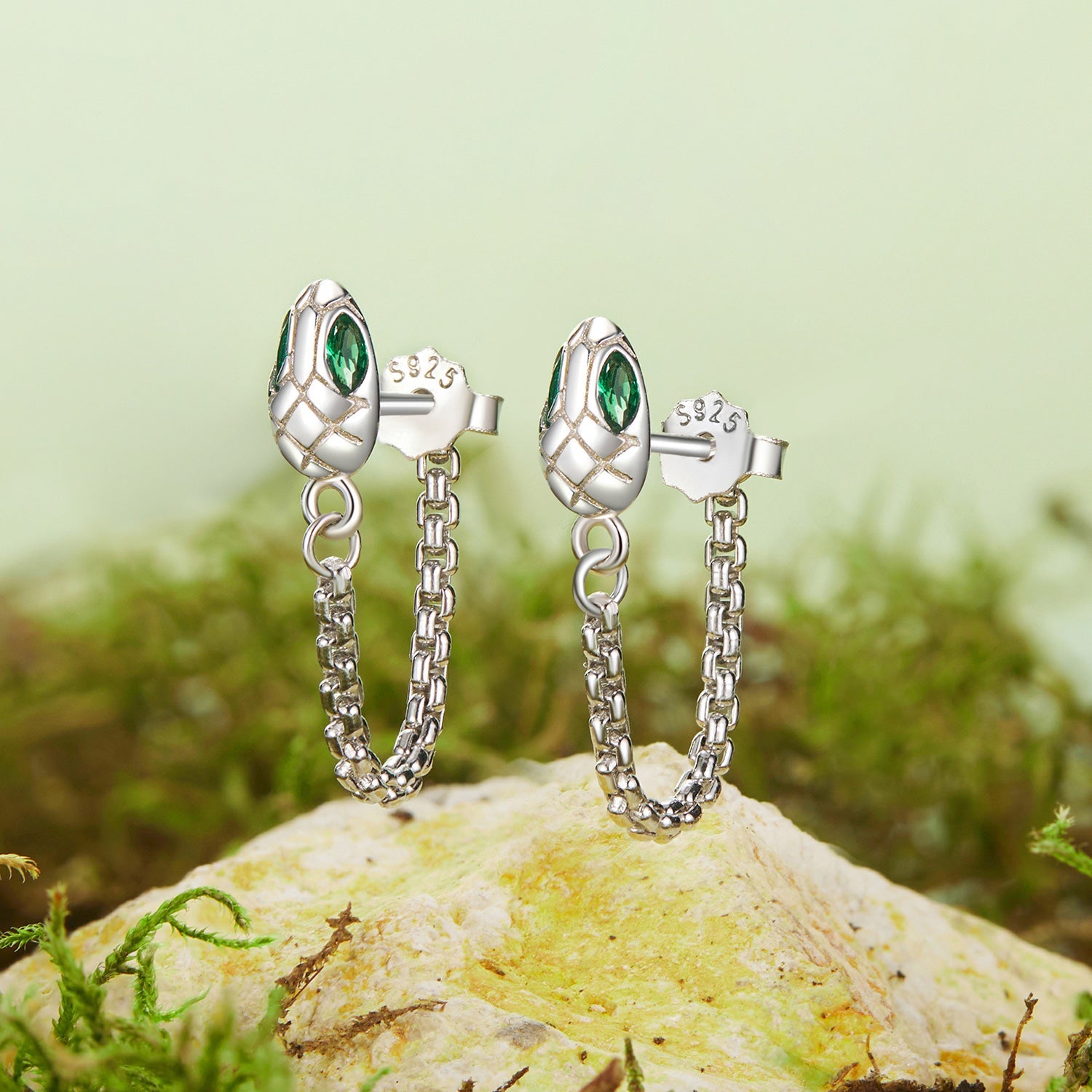 925 Sterling Silver Earrings with CZ in White Gold Plating