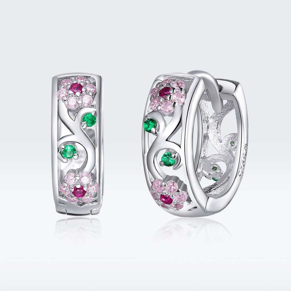 925 Sterling Silver Earrings with Pavé Setting CZ, 1.2*0.5cm, for Women