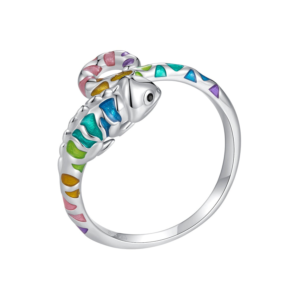925 Sterling Silver Enamel Process Pavé Setting CZ Ring for Women