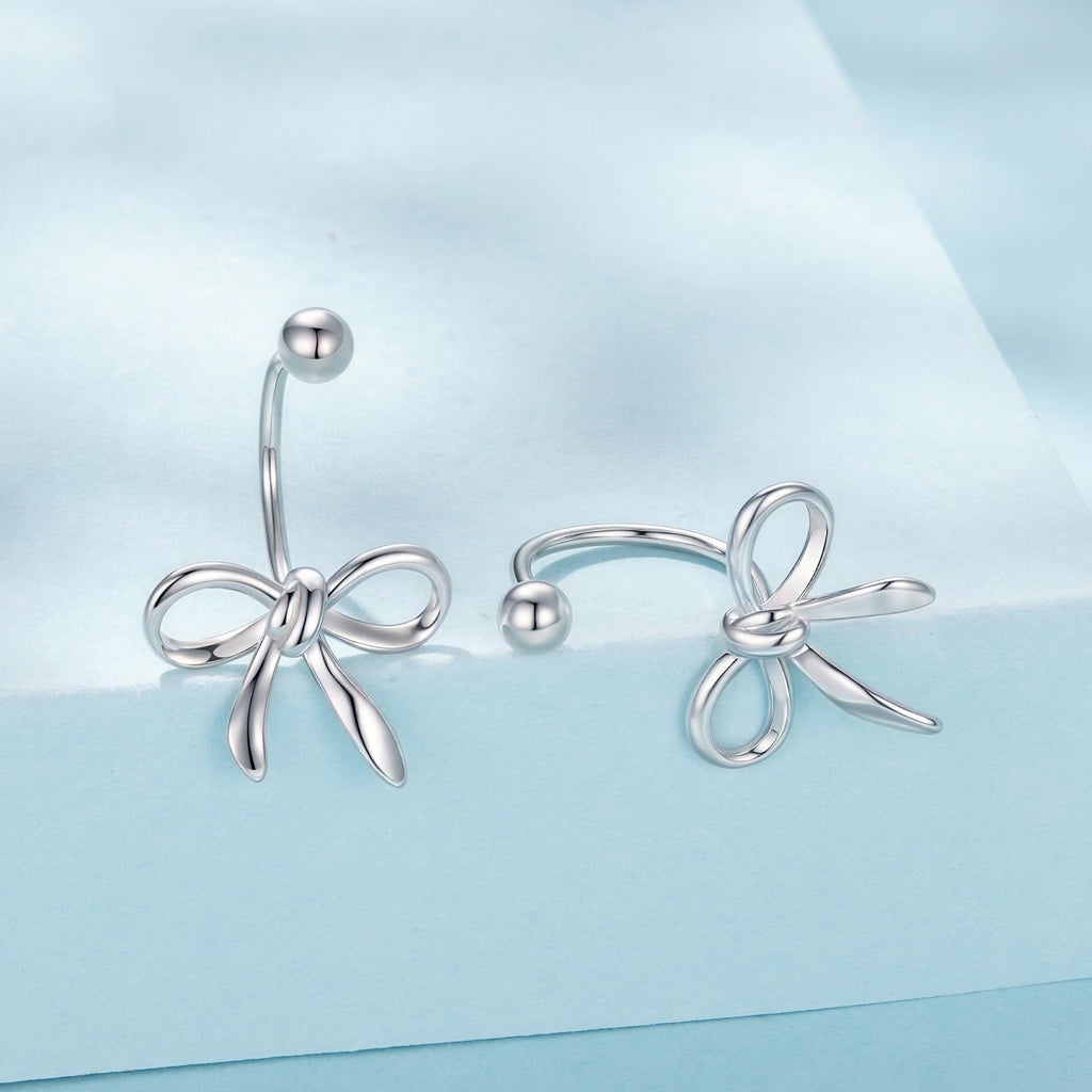 925 Sterling Silver Earrings with White Gold Plating - 1.0*1.3 cm