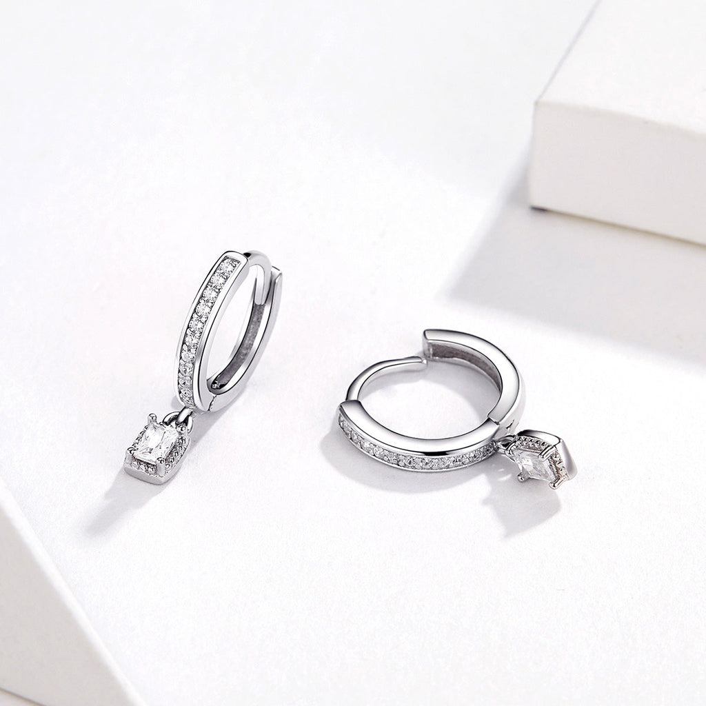 925 Sterling Silver 1.7cm Pavé Setting CZ Earrings