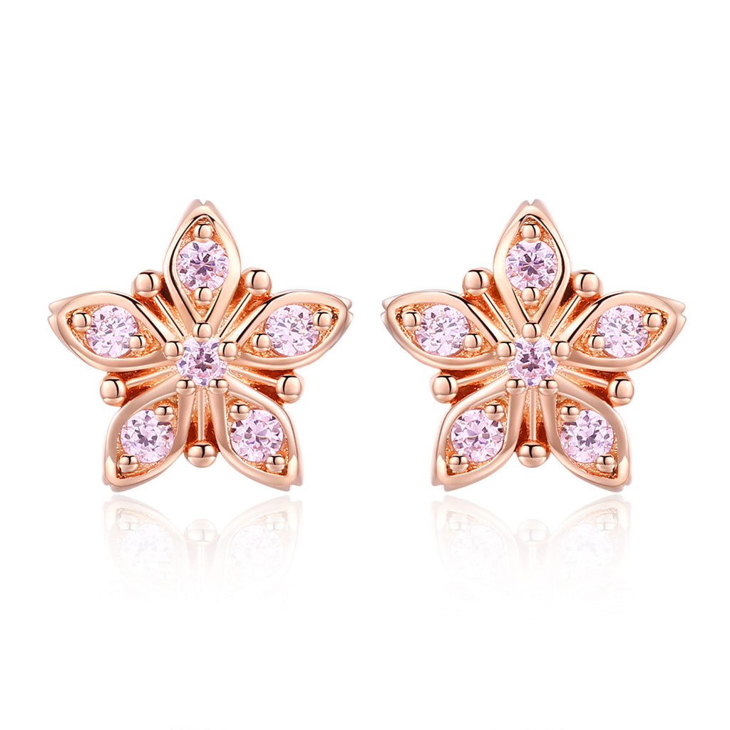 925 Sterling Silver Rose Gold Plated Pavé Setting CZ Earrings
