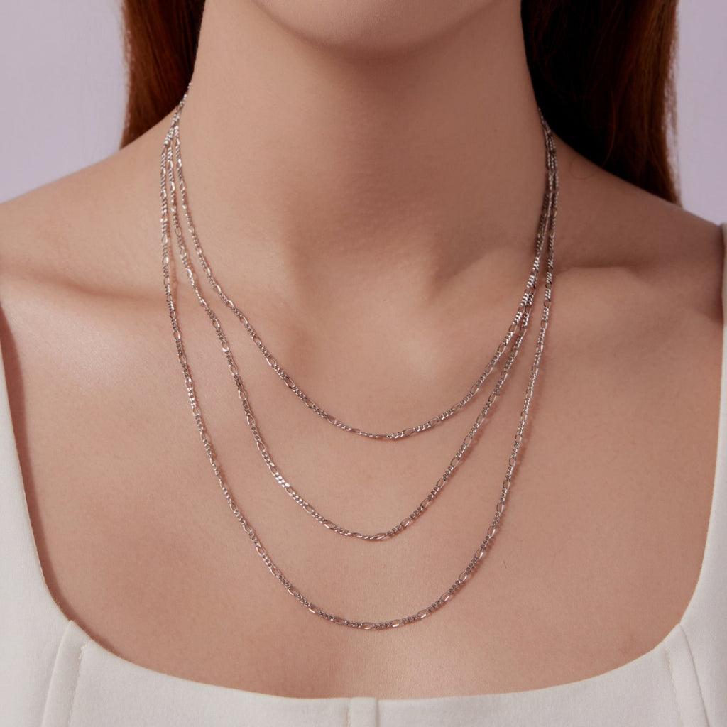 925 Sterling Silver 40cm Necklace with Plated White Gold