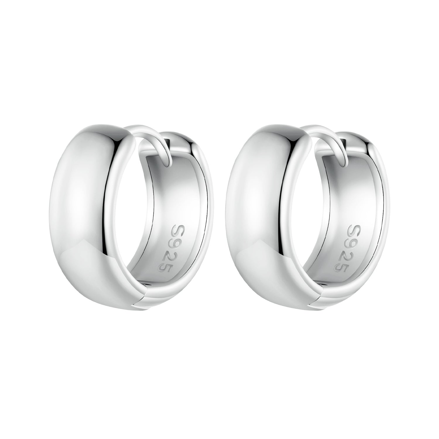 925 Sterling Silver Platinum Plated Earrings 11x5mm for Women