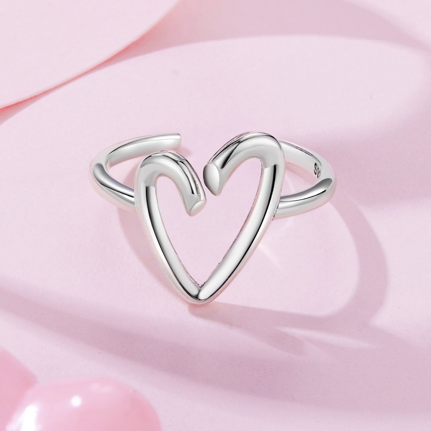925 Sterling Silver Oxidized Silver Heart Ring for Women