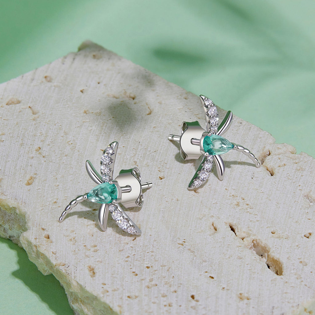 925 Sterling Silver Earrings with CZ and Glass, 12x14mm, for Women