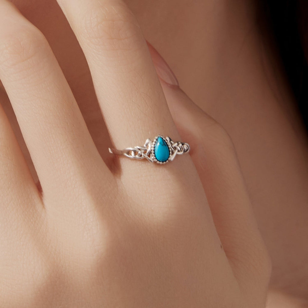 925 Sterling Silver Synthetic Turquoise Ring for Women