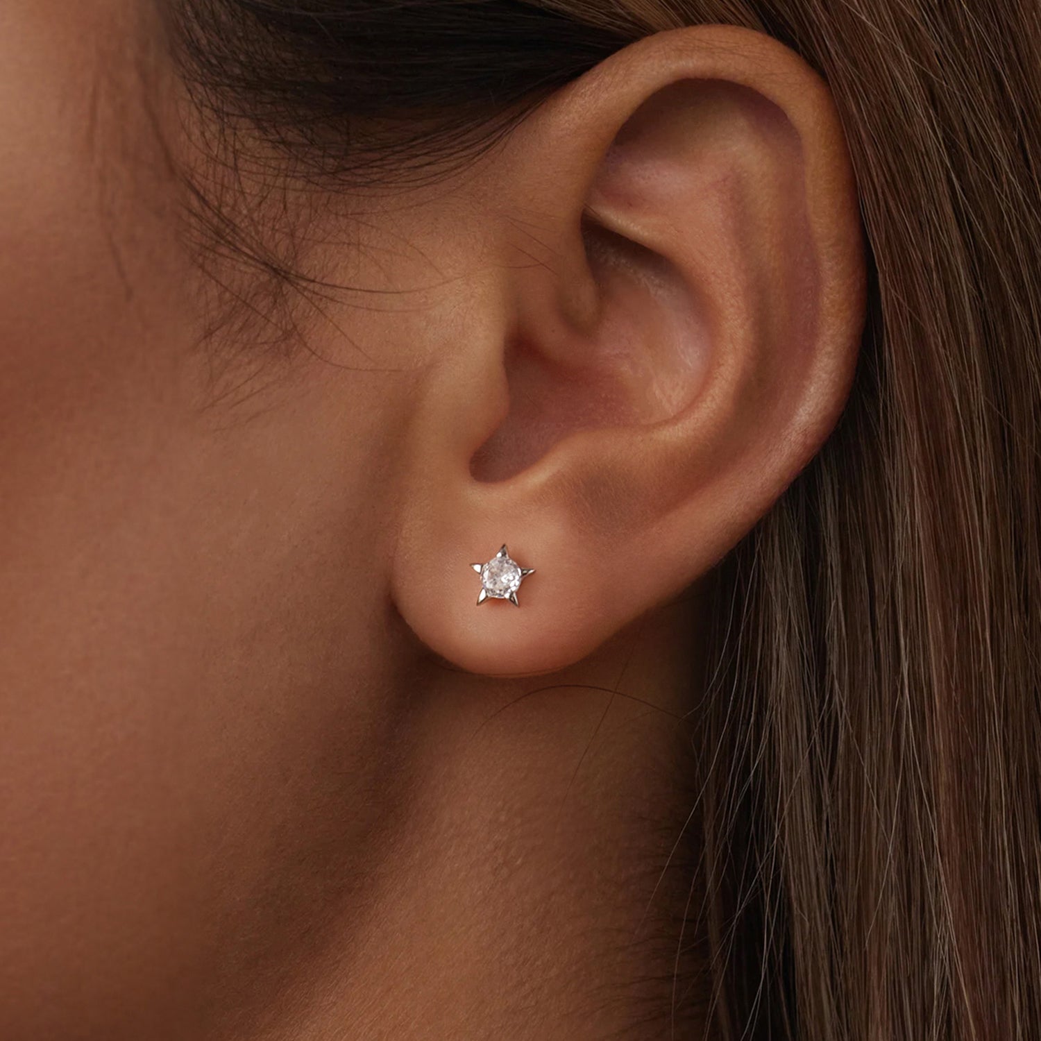 925 Sterling Silver Earrings with Pavé Setting CZ in White Gold