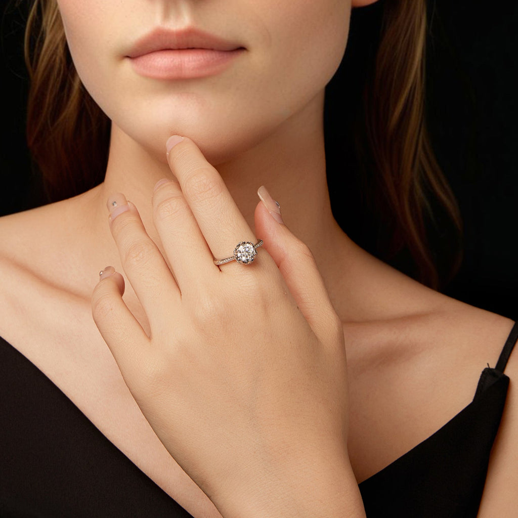 925 Sterling Silver Moissanite Ring 1ct Size 6 White Gold Plated for Women