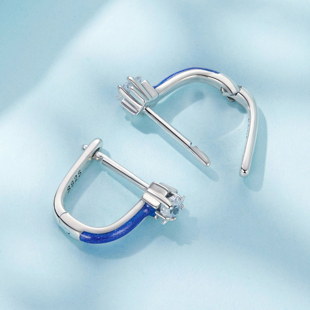 925 Sterling Silver Enamel Earrings with Pavé CZ for Women