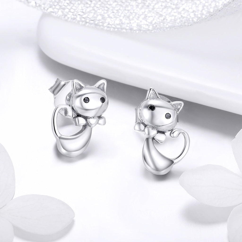 925 Sterling Silver Earrings with Pavé Setting in Oxidized Finish