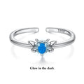 925 Sterling Silver Pendant with Luminous Stone - Oxidized Silver, For Rings