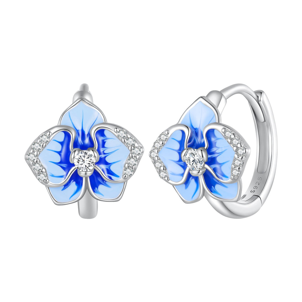 925 Sterling Silver Earrings with Enamel and Pavé Setting, 10mm for Women