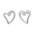 925 Sterling Silver Earrings with CZ in White Gold Plating - 1.4x1.2cm for Women