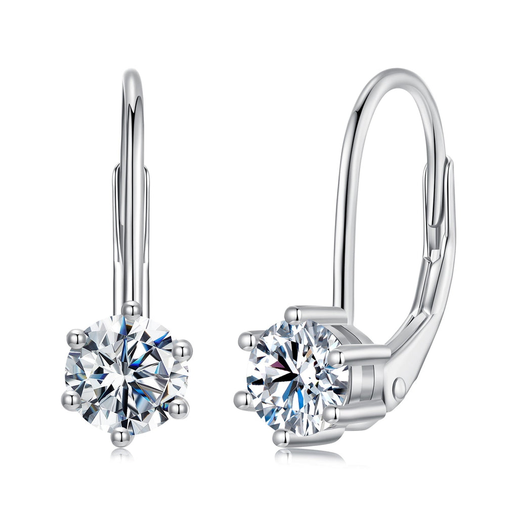 925 Sterling Silver 0.5 Carat Moissanite Earrings for Women