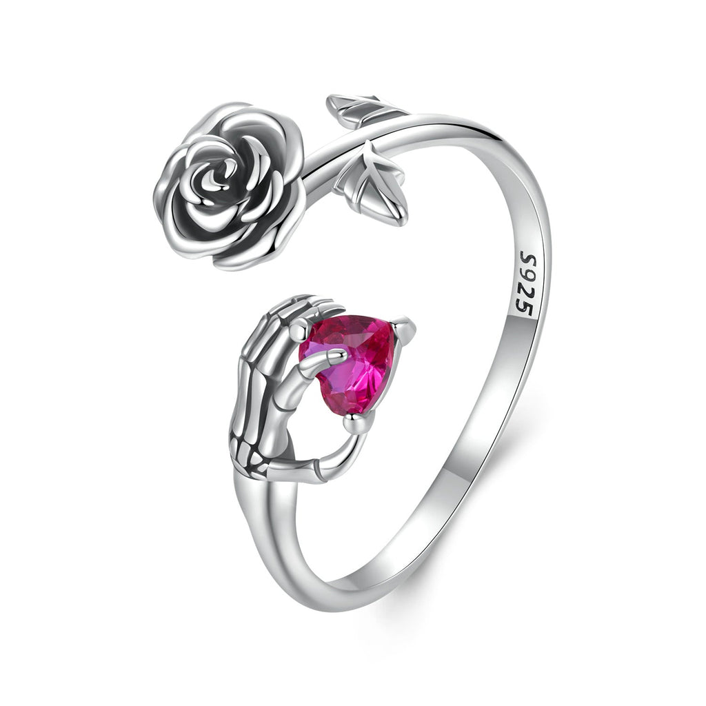 925 Sterling Silver Ring with Pavé Setting CZ, Width 0.15cm, Women's Jewelry