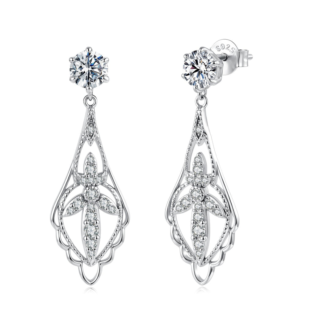 925 Sterling Silver 0.50 Carat Moissanite Earrings with White Gold Plating for Women