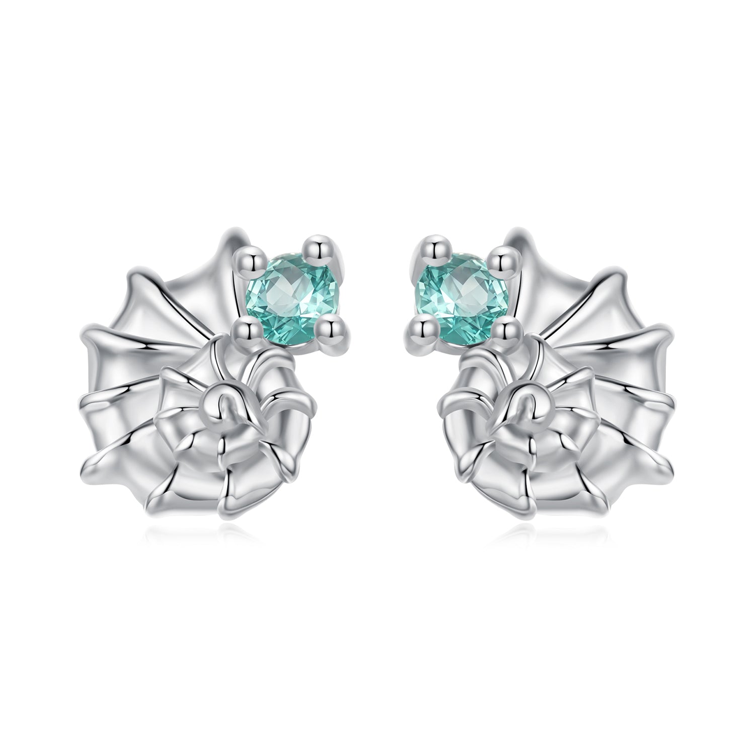 925 Sterling Silver Earrings with Transparent Glass and White Gold Plating for Women