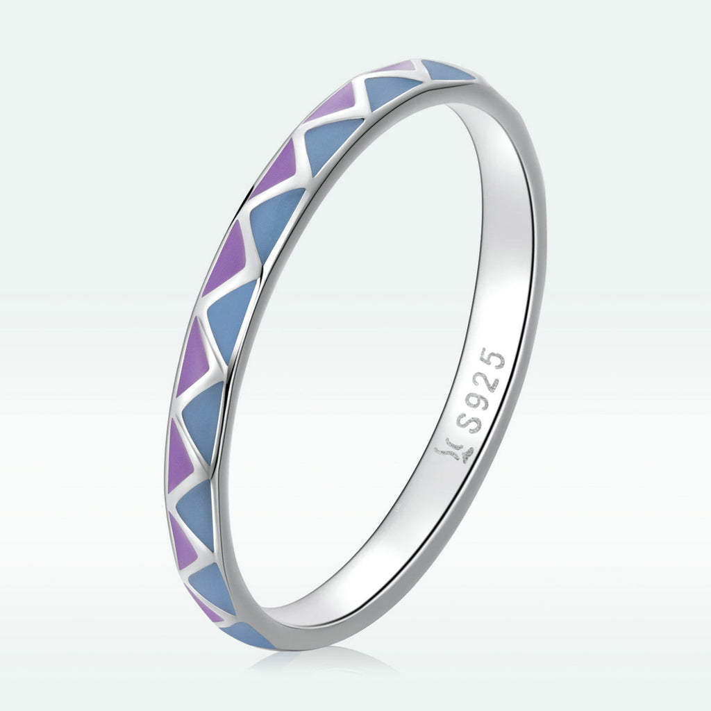 925 Sterling Silver Wide Enamel Ring Size 6.0 for Women
