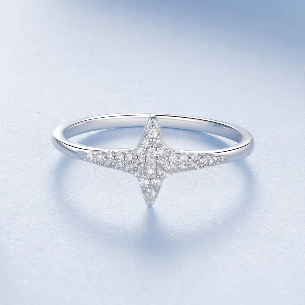925 Sterling Silver White Gold Plated Ring with Pavé Setting CZ, Size 6.0 for Women